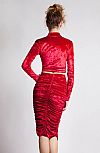 Yvonne Red Velvet Long Sleeved Crop Top