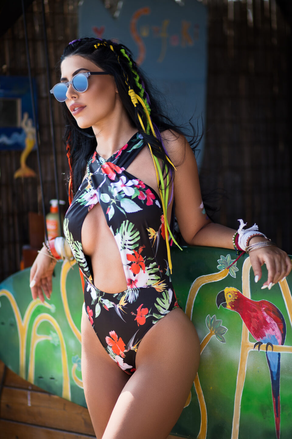 iris tropical flower swimsuit